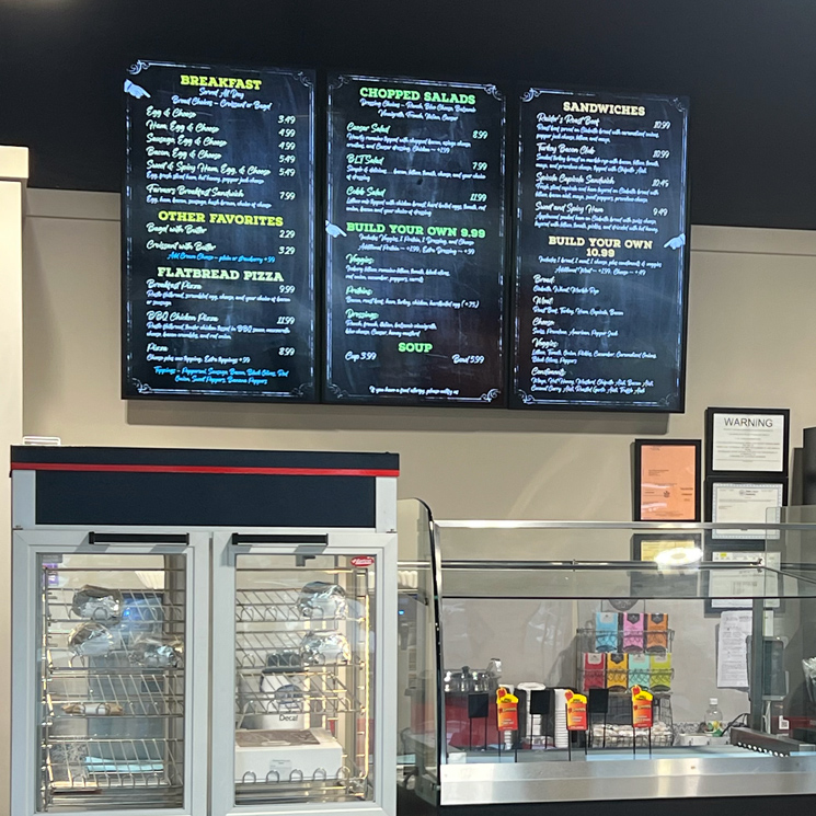 Convenience Store quick service food option menu board