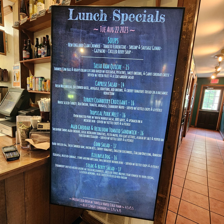 Digital specials menu board